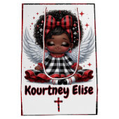 Niedlich Afro Angel Little Girl Red & Black Christ Mittlere Geschenktüte (Rückseite)