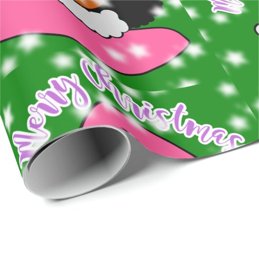 Niedlich Afro Girl Weihnachten Geschenkpapier (Rolleneckpunkt)