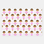 Niedlich-Afroamerikaner, brünett, blonde Ballerina Geschenkpapier Set (Vorderseite)