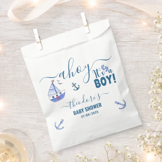 Niedlich Ahoy Es ist eine Boy Sailboat Nautical Ba Geschenktütchen (Ausgeschnitten)