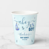 Niedlich Ahoy Es ist eine Boy Sailboat Nautical Ba Pappbecher (Rückseite)