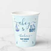 Niedlich Ahoy Es ist eine Boy Sailboat Nautical Ba Pappbecher (Vorderseite)