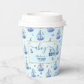 Niedlich Ahoy Es ist eine Boy Sailboat Nautical Ba Pappbecher (Rückseite)