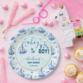 Niedlich Ahoy Es ist eine Boy Sailboat Nautical Ba Pappteller (Party)