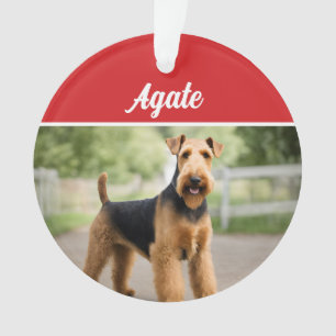Niedlich Airedale Terrier Dog Weihnachtsfest Foto Ornament