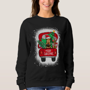 Niedlich Airedale Terrier Red Truck Frohe Weihnach Sweatshirt