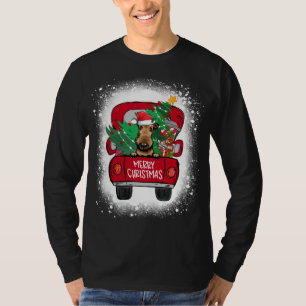 Niedlich Airedale Terrier Red Truck Frohe Weihnach T-Shirt
