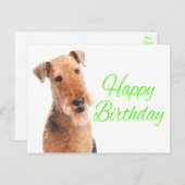 Niedlich Airedale Terrier Welpe Hund Happy Birthda Postkarte (Vorne/Hinten)