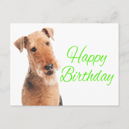 Niedlich Airedale Terrier Welpe Hund Happy Birthda Postkarte (Vorderseite)