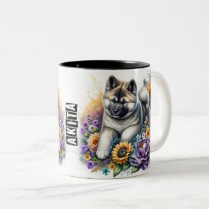 Niedlich Akita Dog Wrap Zweifarbige Tasse