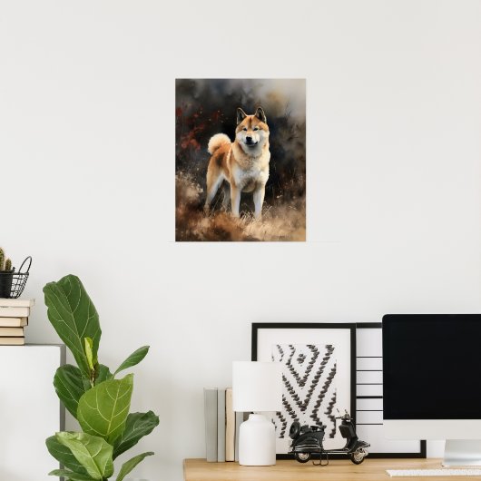 Niedlich Akita Hunde Art Print Poster (Heimbüro)