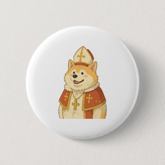Niedlich Akita Pope - Funny Dog Design Button (Vorderseite)