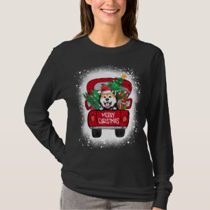 Niedlich Akita Red Truck Frohe Weihnachten gebleic T-Shirt
