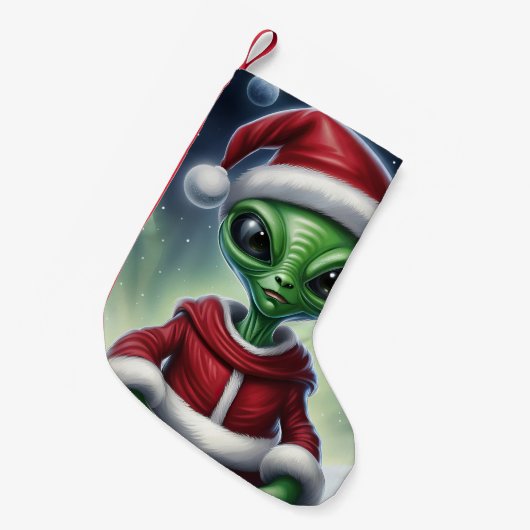 Niedlich Alien Santa Claus Kleiner Weihnachtsstrumpf (Vorderansicht (hängend))