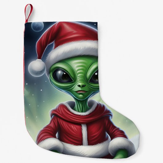 Niedlich Alien Santa Claus Kleiner Weihnachtsstrumpf (Vorderseite)