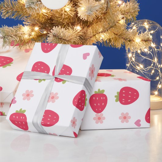 Niedlich Alle Print Strawberry Muster Geschenkpapier (Feiertage)