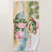 Niedlich Alligator Girl Personalisiert Strandtuch (Vorderseite)