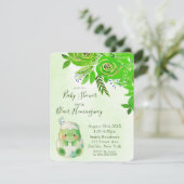 Niedlich Alligator Green Gold Blume Kinderdusche Einladung (Stehend Vorderseite)