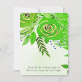 Niedlich Alligator Green Gold Blume Kinderdusche Einladung (Rückseite)