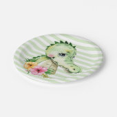 Niedlich Alligator Watercolor Blume Babydusche Pappteller (Schrägansicht)