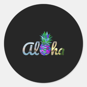 Niedlich Aloha Hawaii Ananas Mermaid Lila Beach L Runder Aufkleber
