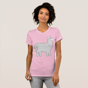 Niedlich Alpaca Cariña Rosa Herzen T-Shirt