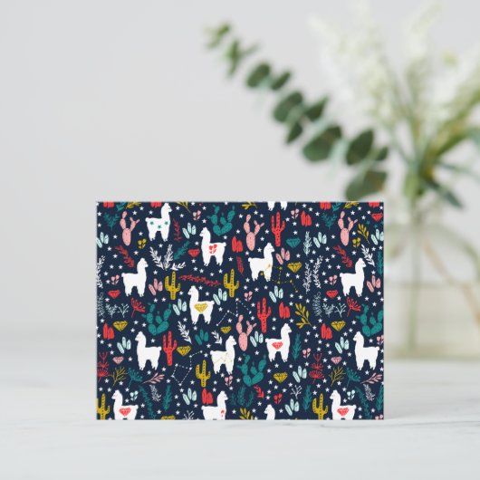 Niedlich Alpaca Feiertagspostkarte (Stehend Vorderseite)