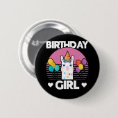 Niedlich Alpaca Girl Llama Geburtstagsparty Button (Vorne & Hinten)