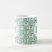 Niedlich Alpaca Llama Mint Green Monogram Kaffeetasse (Mittel)