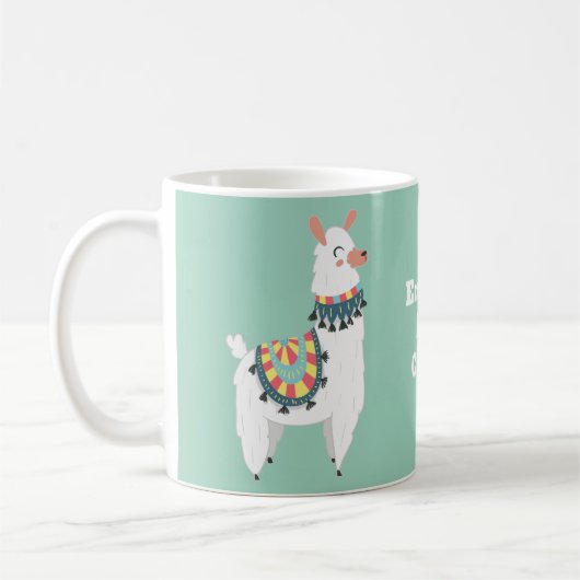 Niedlich Alpaca Llama Mint Grün Kakao Kaffeetasse (Links)