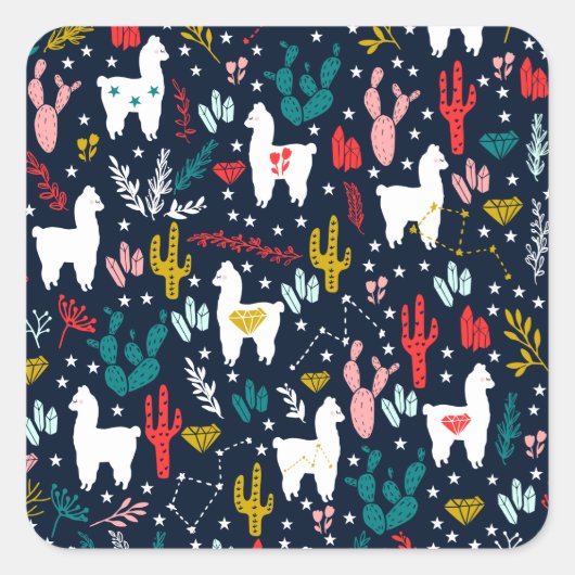 Niedlich Alpaca Quadratischer Aufkleber (Vorderseite)