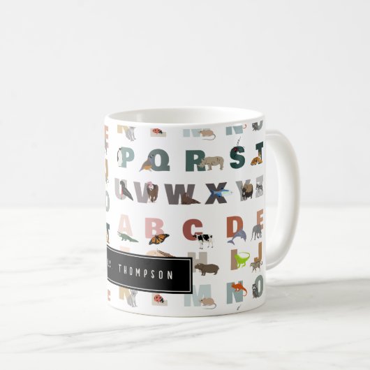 Niedlich Alphabet ABC Animals Individuelle Name Sc Kaffeetasse (VorderseiteRechts)