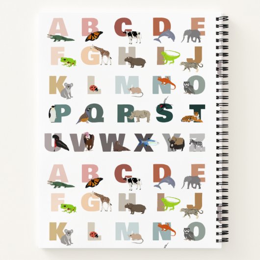 Niedlich Alphabet ABC Animals Individuelle Name Sc Notizblock (Rückseite)