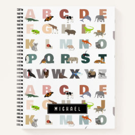 Niedlich Alphabet ABC Animals Individuelle Name Sc Notizblock