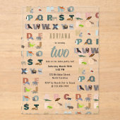 Niedlich Alphabet ABC Tiere Kleinkind Geburtstag Acryleinladungen (Vorderseite)