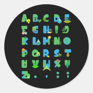 Niedlich Alphabet Funny Earth Day Abc Alphabet Leh Runder Aufkleber