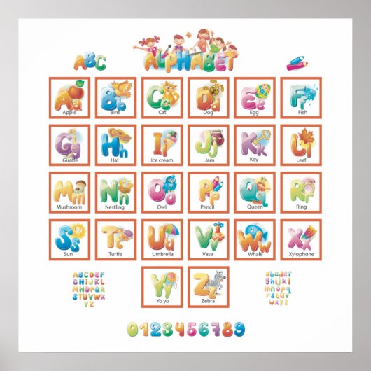 Niedlich Alphabet Poster (Vorne)