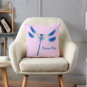 Niedlich als Bug Blue Dragonfly auf Pink Kissen