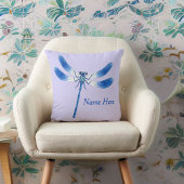Niedlich als Bug Blue Dragonfly auf Violet Lila Kissen