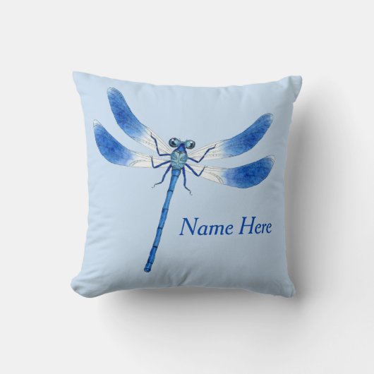 Niedlich als Bug Blue Dragonfly Throw Kissen (Vorderseite)