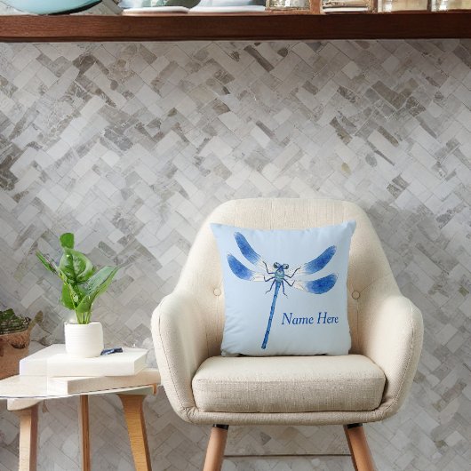 Niedlich als Bug Blue Dragonfly Throw Kissen