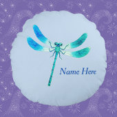 Niedlich als Bug Blue Green Dragonfly Rundes Kissen