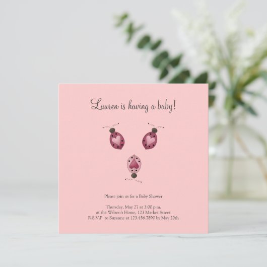 Niedlich als Bug ・ Drei Ladybugs Einladung (Stehend Vorderseite)