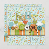 Niedlich als Button Baby Boy Baby Shooter Einladung (Vorne/Hinten)
