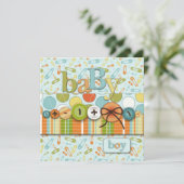 Niedlich als Button Baby Boy Baby Shooter Einladung (Stehend Vorderseite)