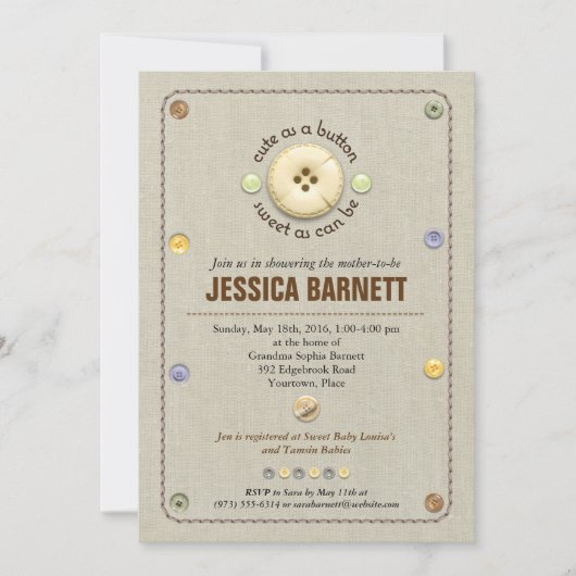 Niedlich als Button-Baby-Dusche Einladung (Vorderseite)