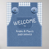 Niedlich als Button Blue Denim Baby Dusche Poster (Vorne)