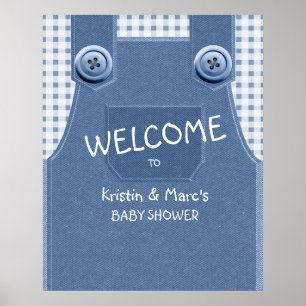 Niedlich als Button Blue Denim Baby Dusche Poster