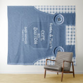 Niedlich als Button Blue Denim Baby Dusche Wandteppich (Beispiel (Horizontal))