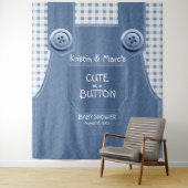 Niedlich als Button Blue Denim Baby Dusche Wandteppich (Beispiel)